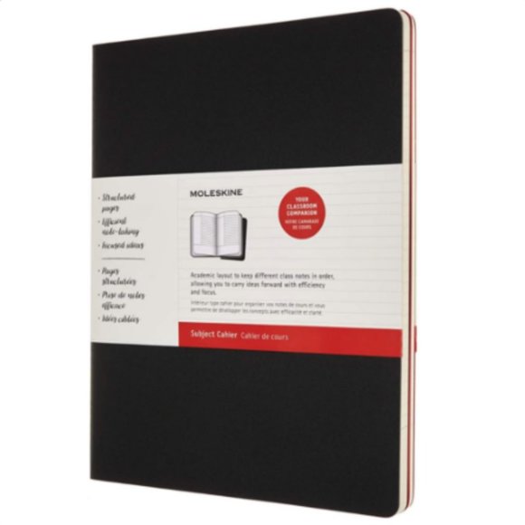 Black and Cranberry Red 8.5 x 11 Moleskine Subject Cahier Journal 160 Pages Soft Cover Set of 2 XL